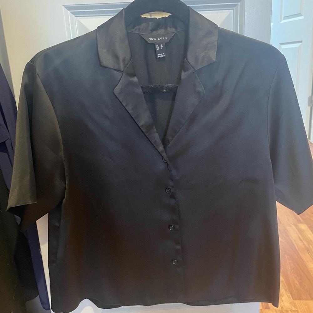 New Look Black Satin Top